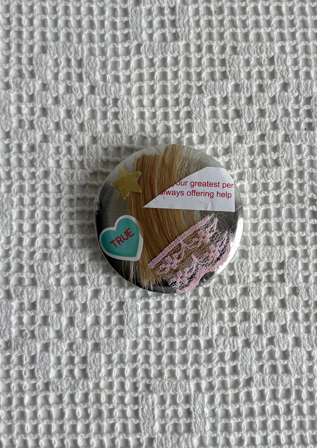 Girl Trash™️ badge on vintage rosette