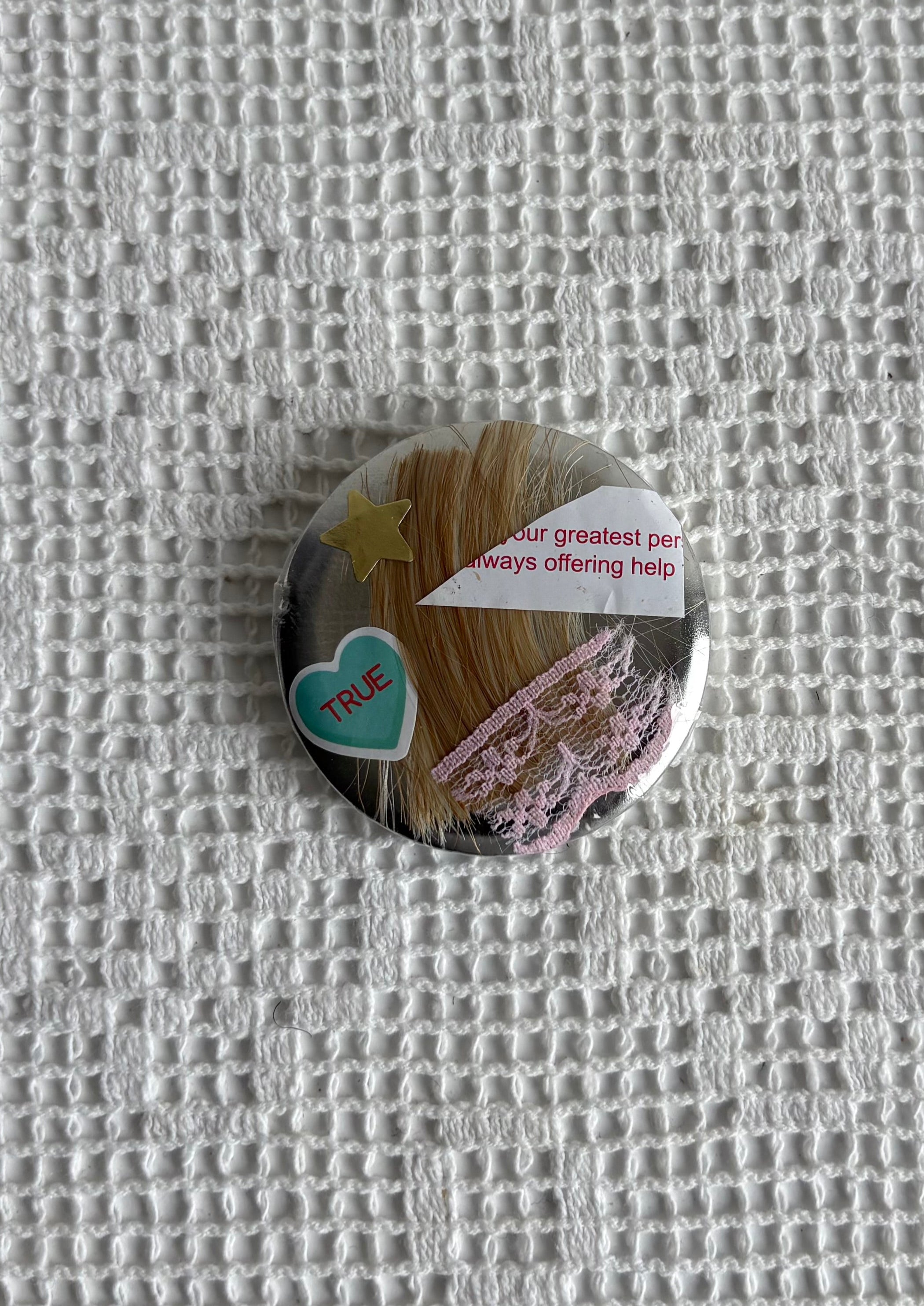 Girl Trash™️ badge on vintage rosette