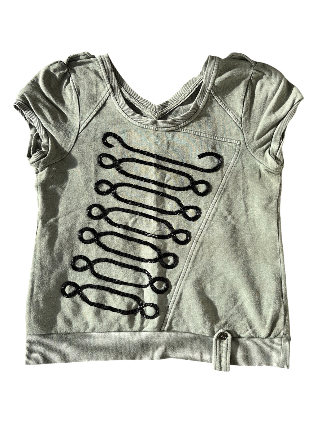 2010s military style capped sleeve jumper