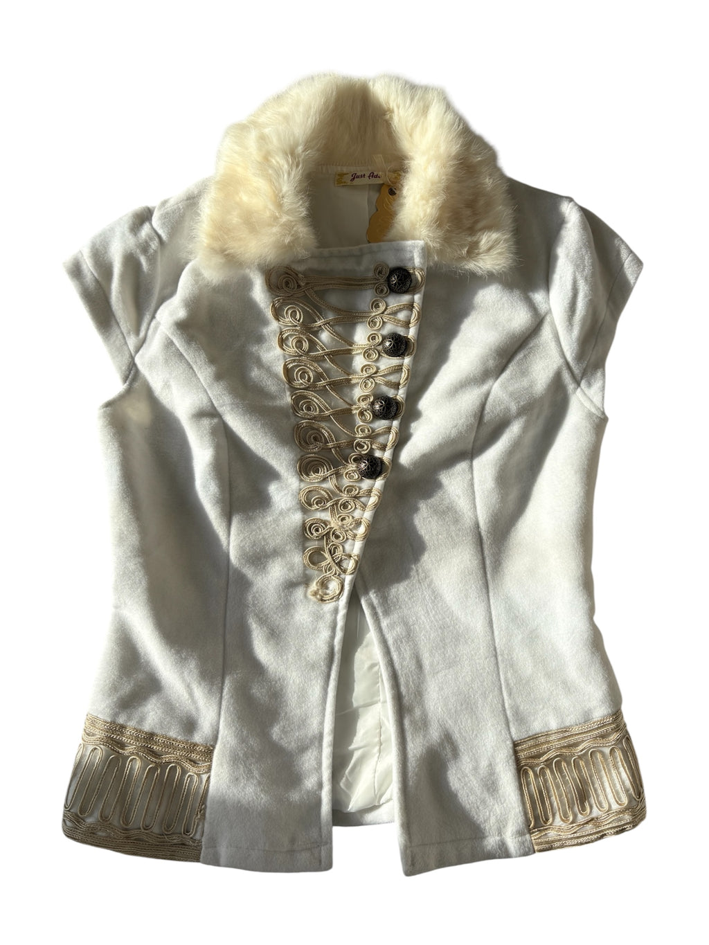 Deadstock military style waistcoat with faux fur