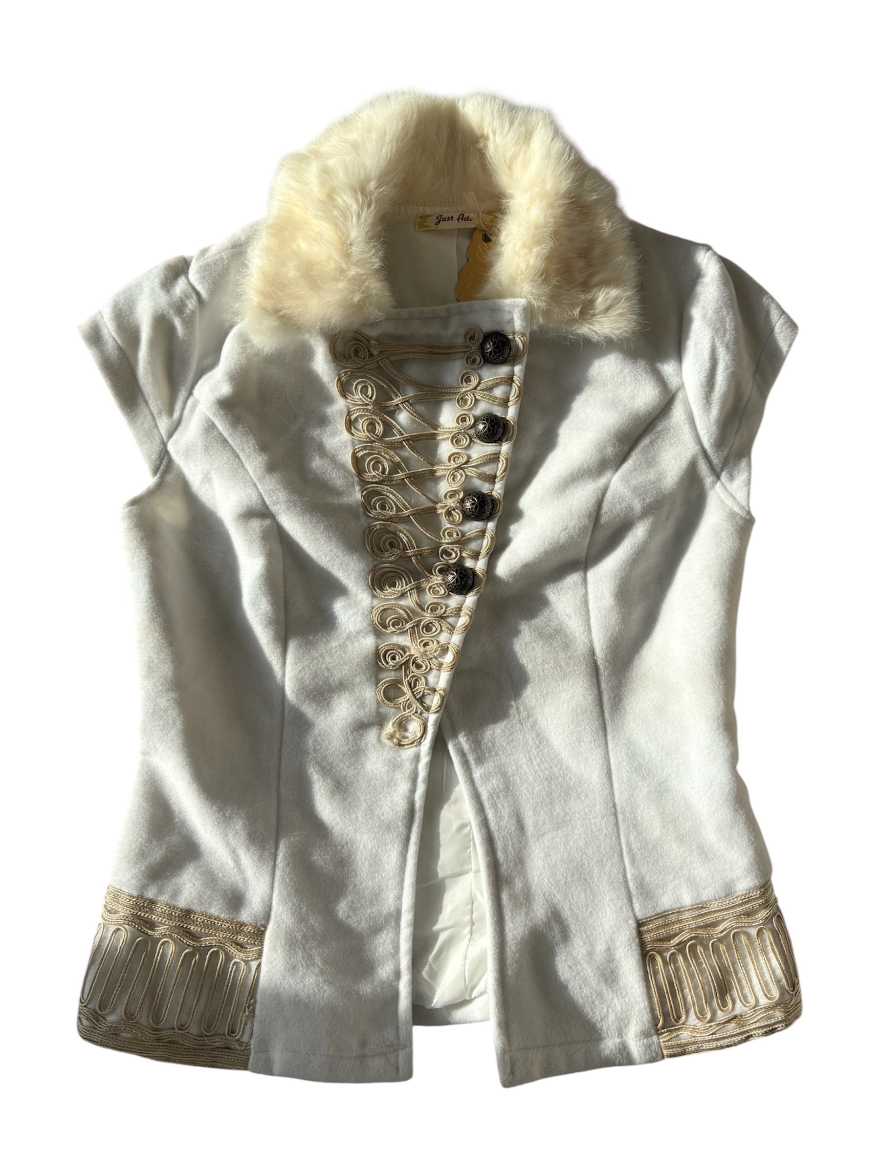 Deadstock military style waistcoat with faux fur