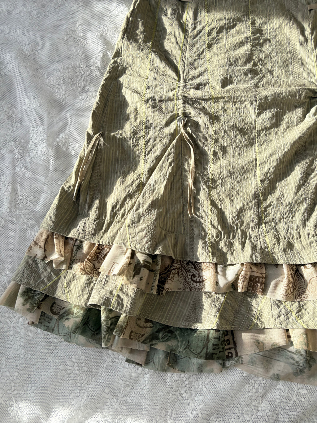 French vintage layered long skirt