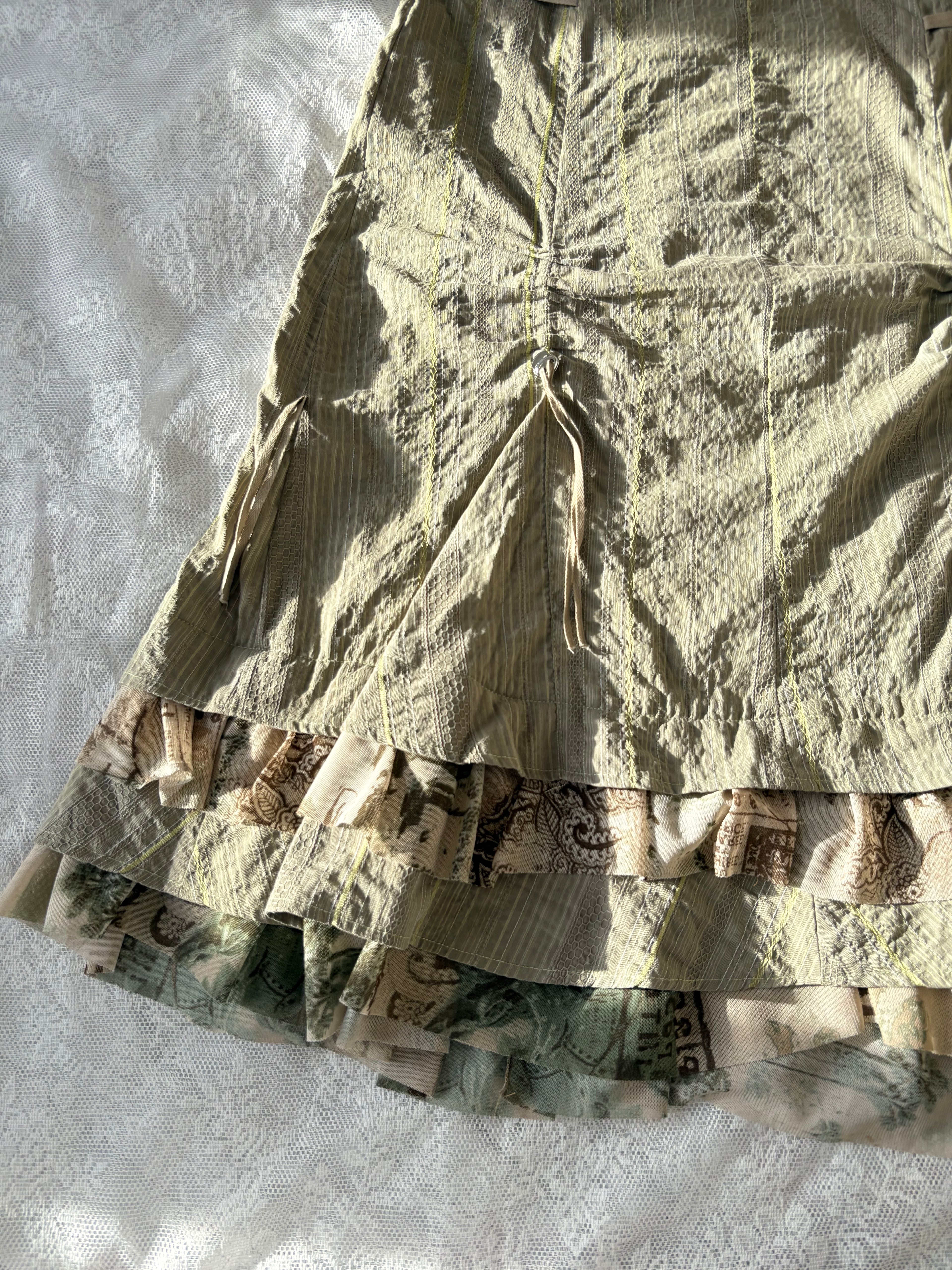 French vintage layered long skirt