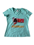 Vintage Moschino turquoise chocolate graphic tee!