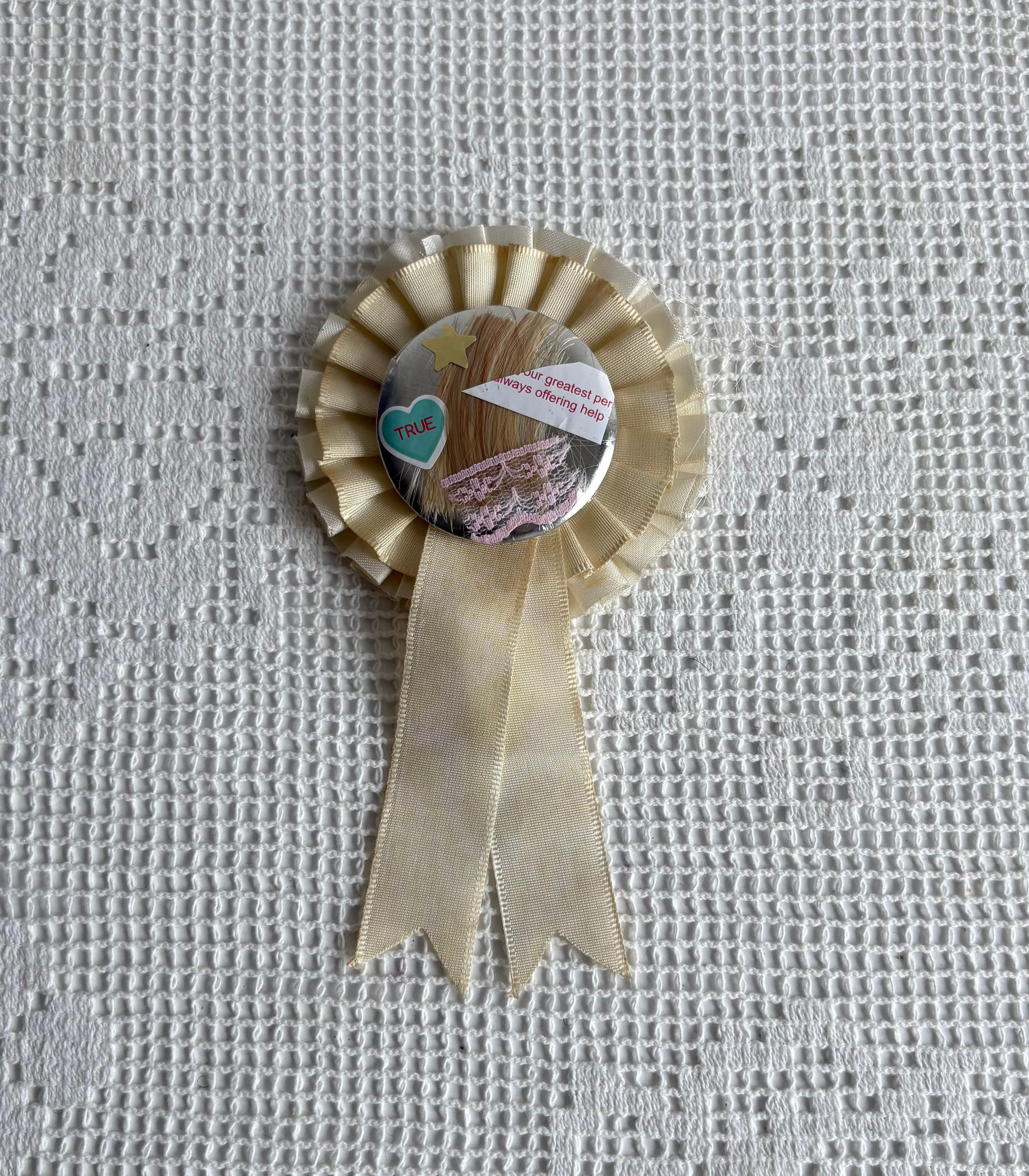 Girl Trash™️ badge on vintage rosette