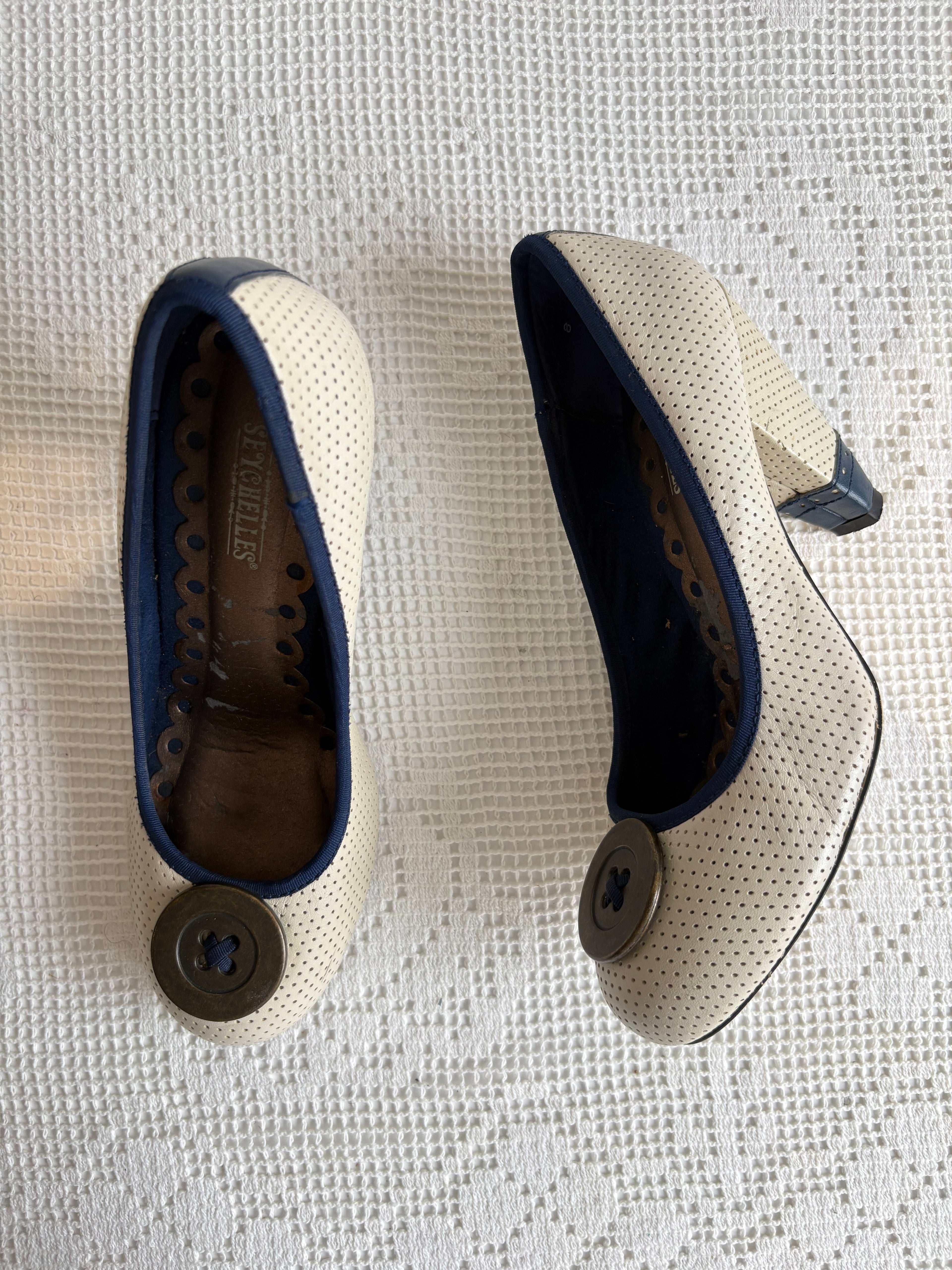 Vintage button statement heels