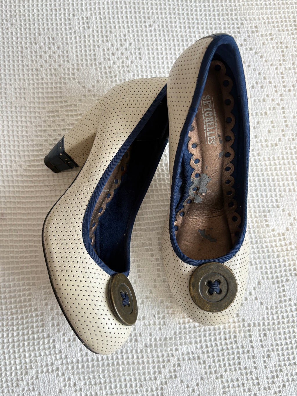 Vintage button statement heels