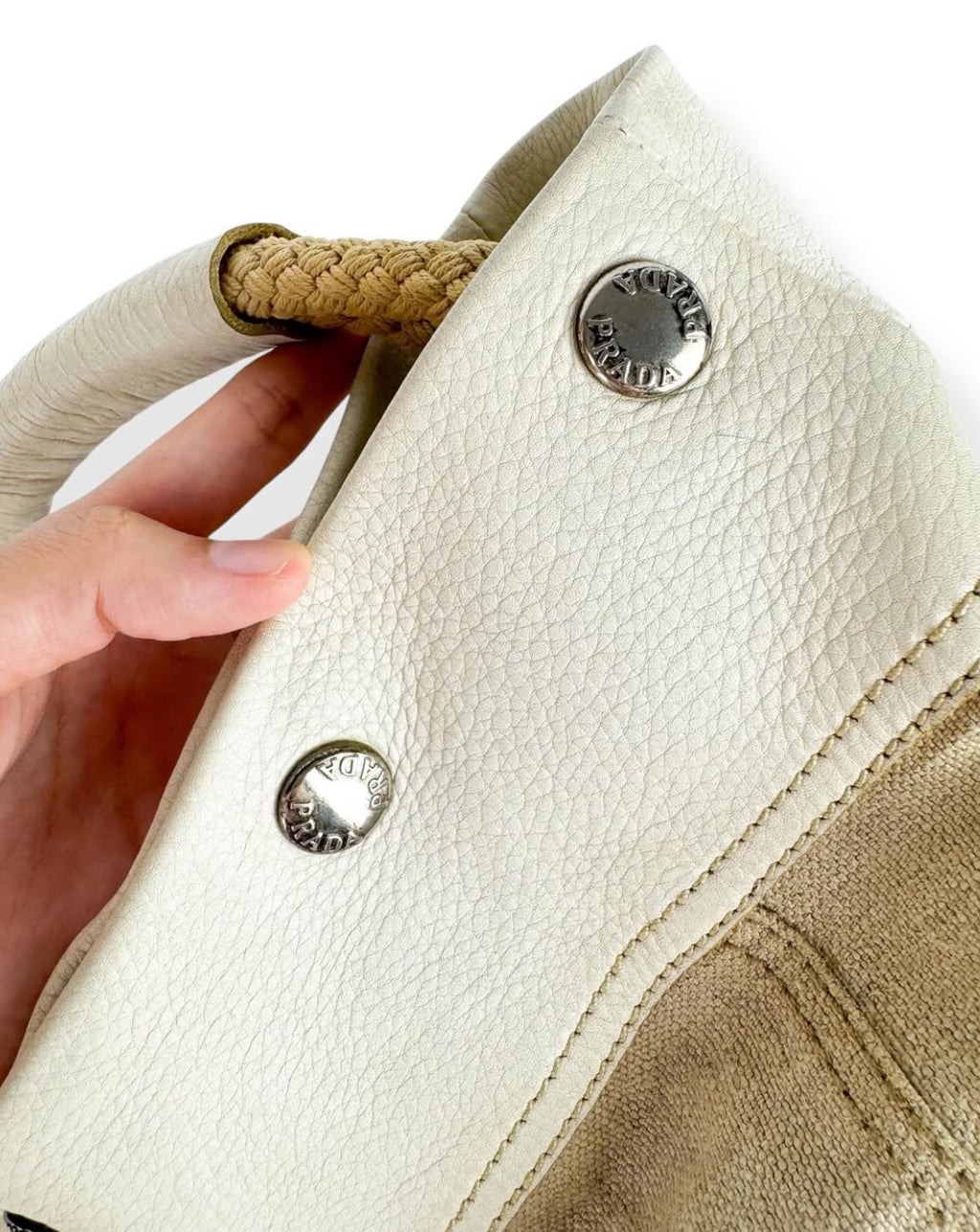 90s Prada Flower + Leaf Cut-Out Linen Hobo Bag