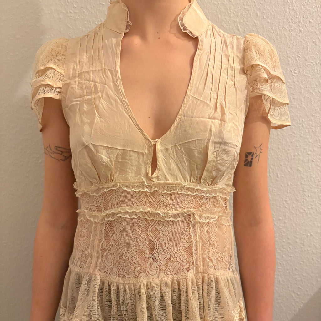 Vintage Layered Semi-Sheer 100% Silk Blouse