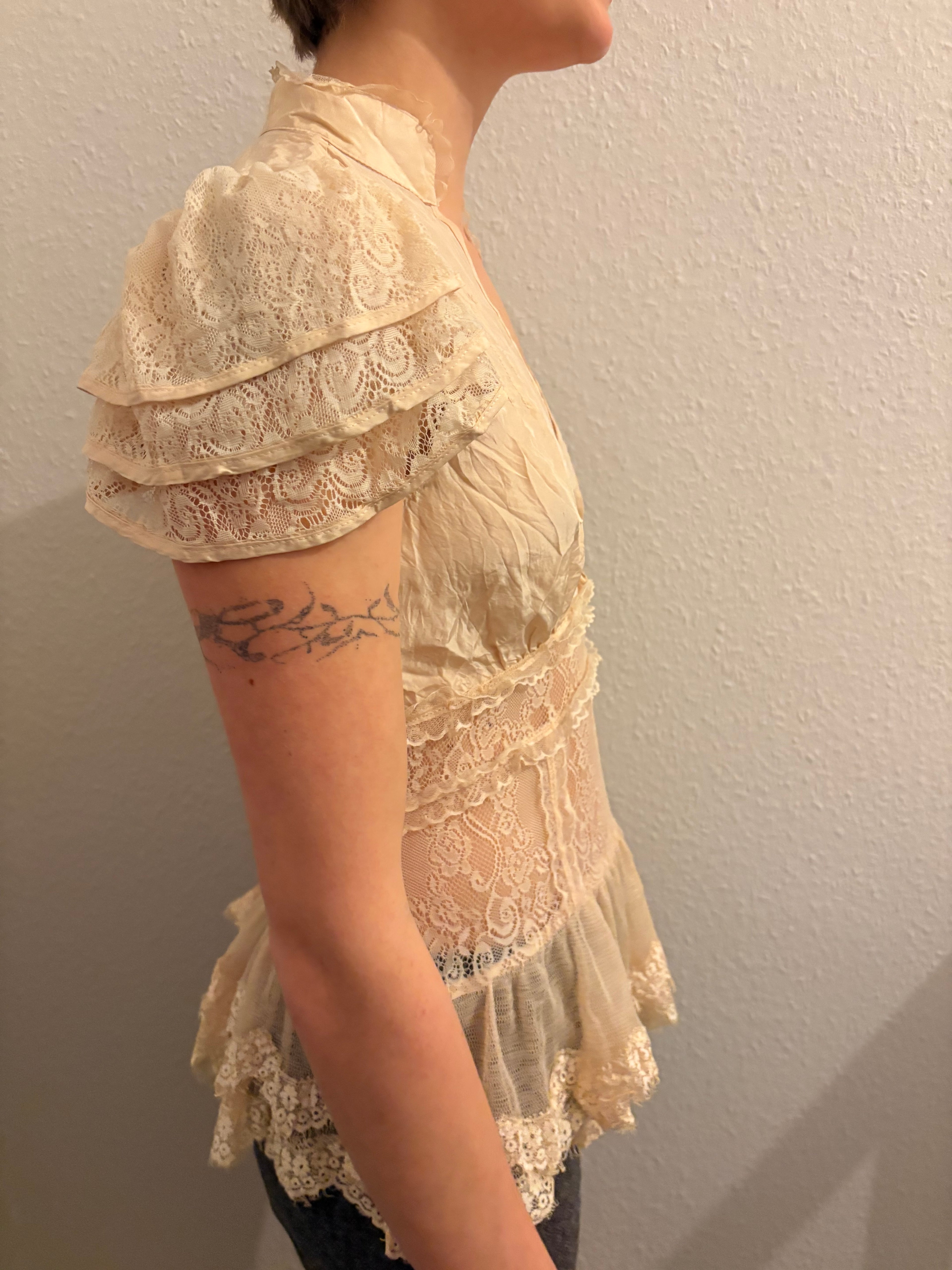 Vintage Layered Semi-Sheer 100% Silk Blouse