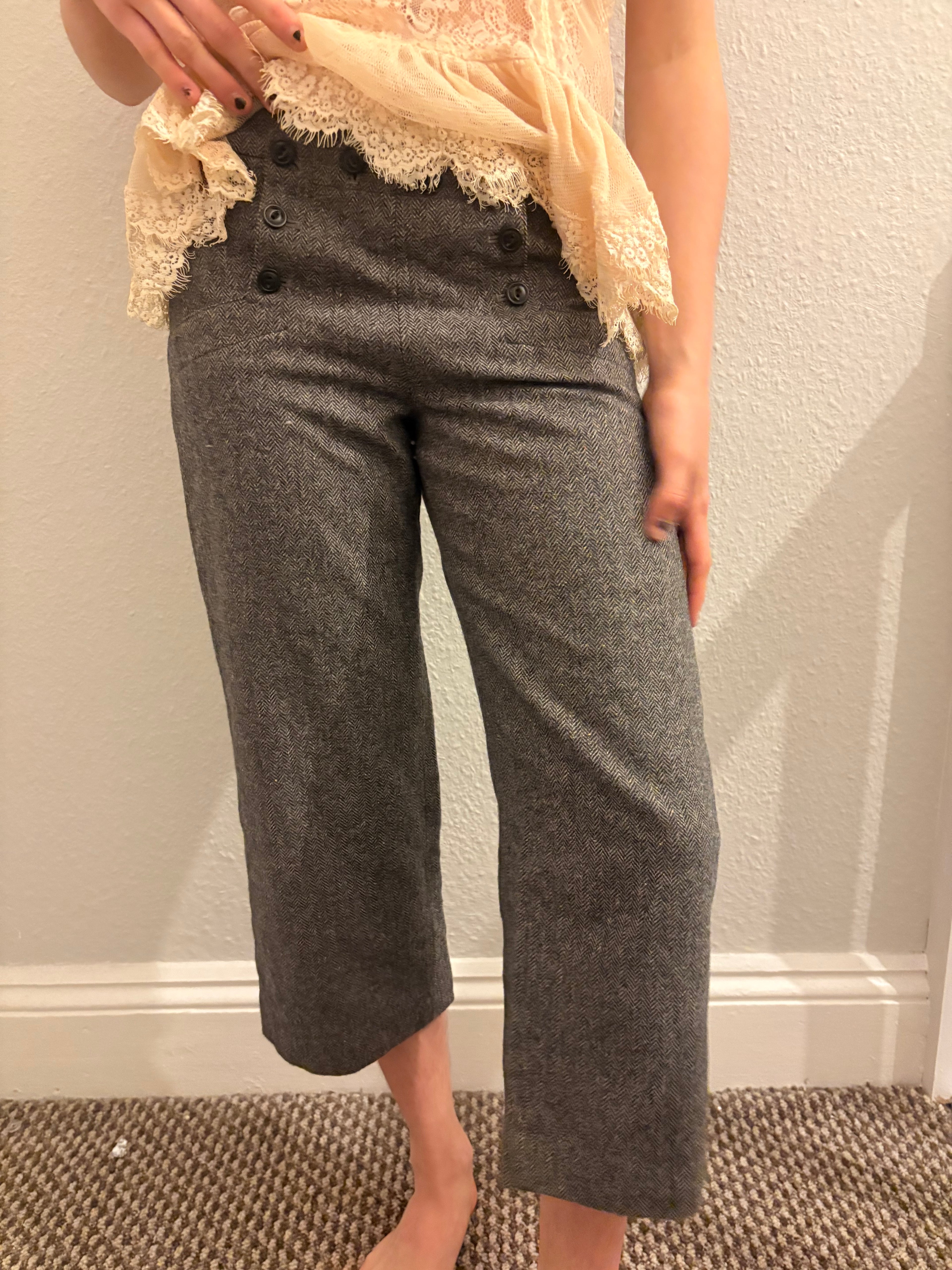 Japanese Vintage Sailor Style Button Capris