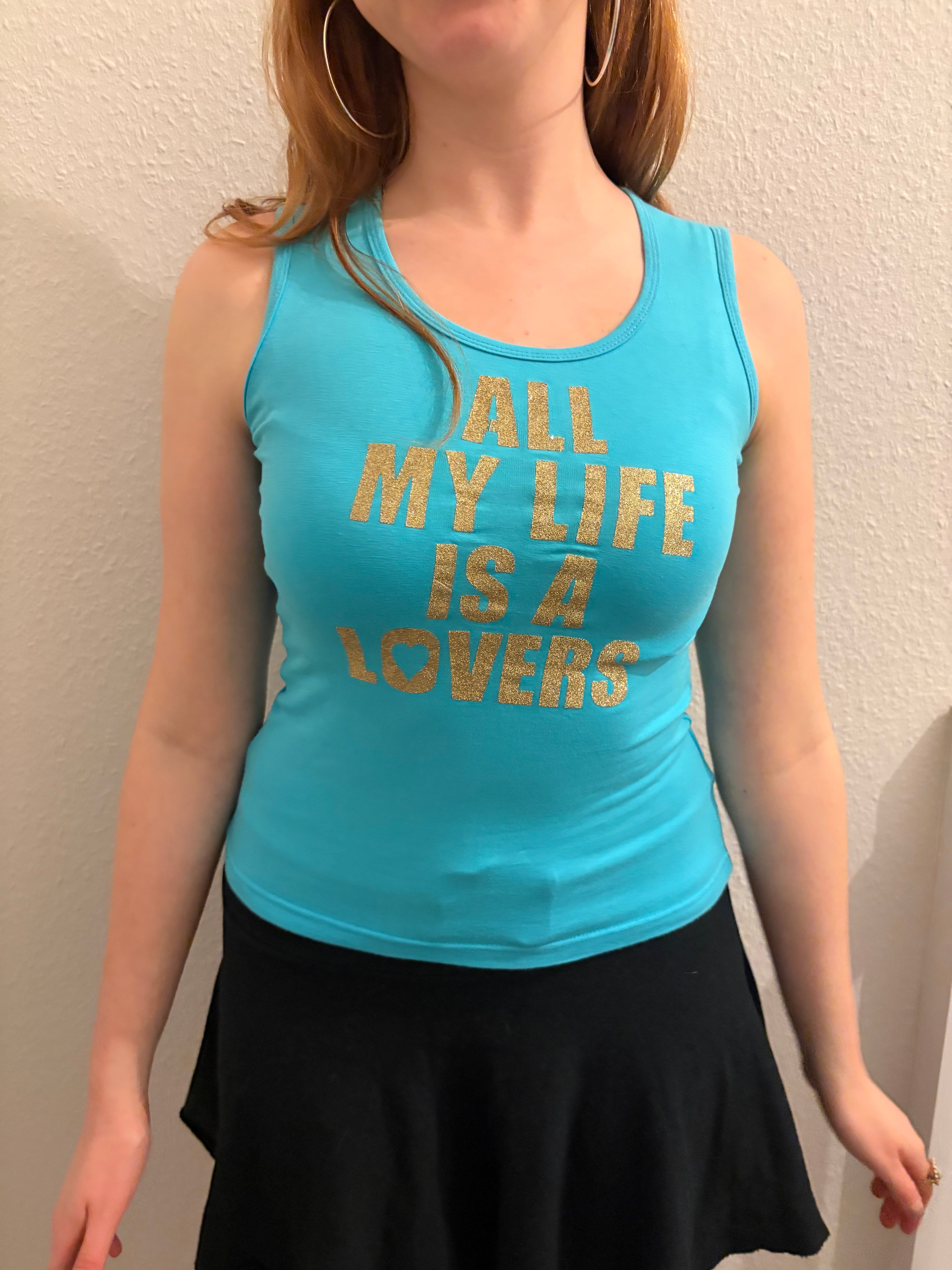 Japanese Vintage Glitter Slogan Tank Top