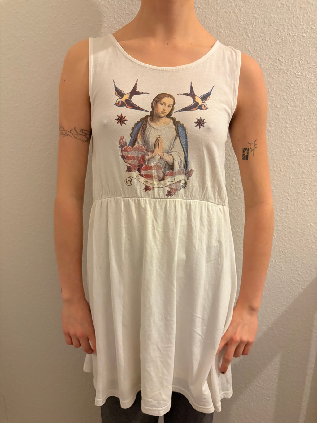 Japanese Vintage Jesus + Bird Graphic Skater Dress