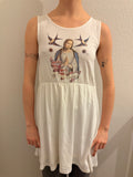 Japanese Vintage Jesus + Bird Graphic Skater Dress