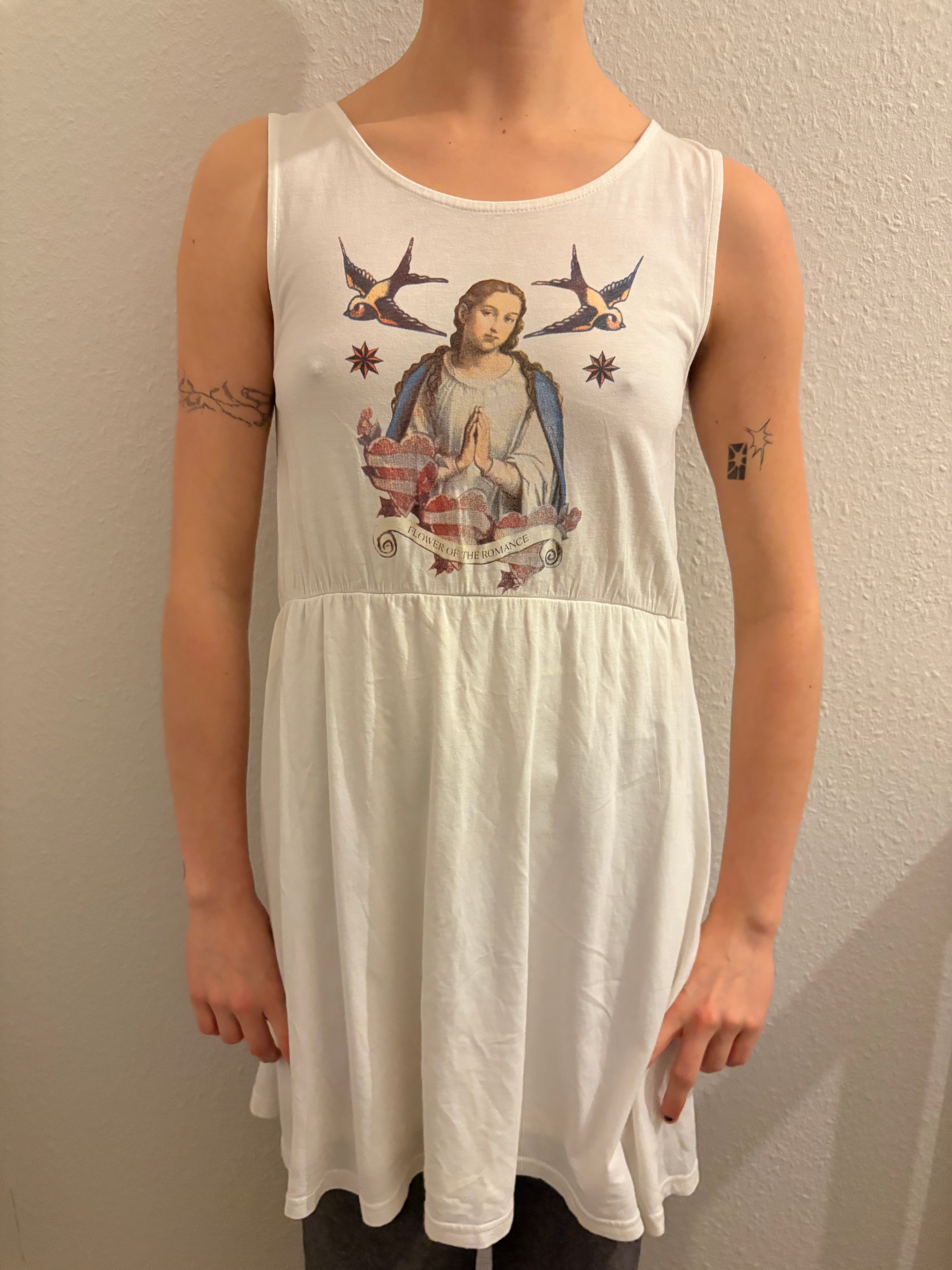 Japanese Vintage Jesus + Bird Graphic Skater Dress