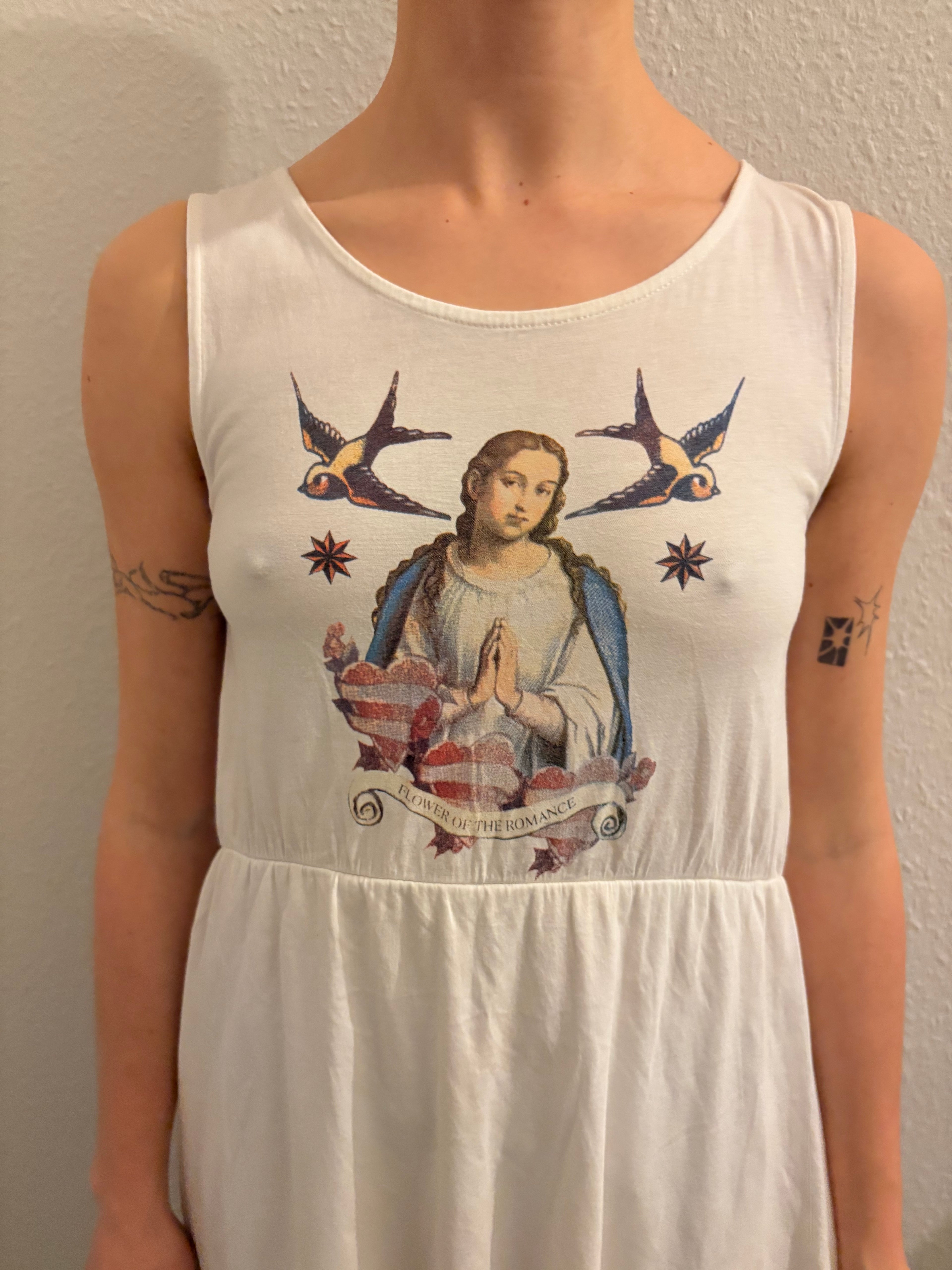 Japanese Vintage Jesus + Bird Graphic Skater Dress