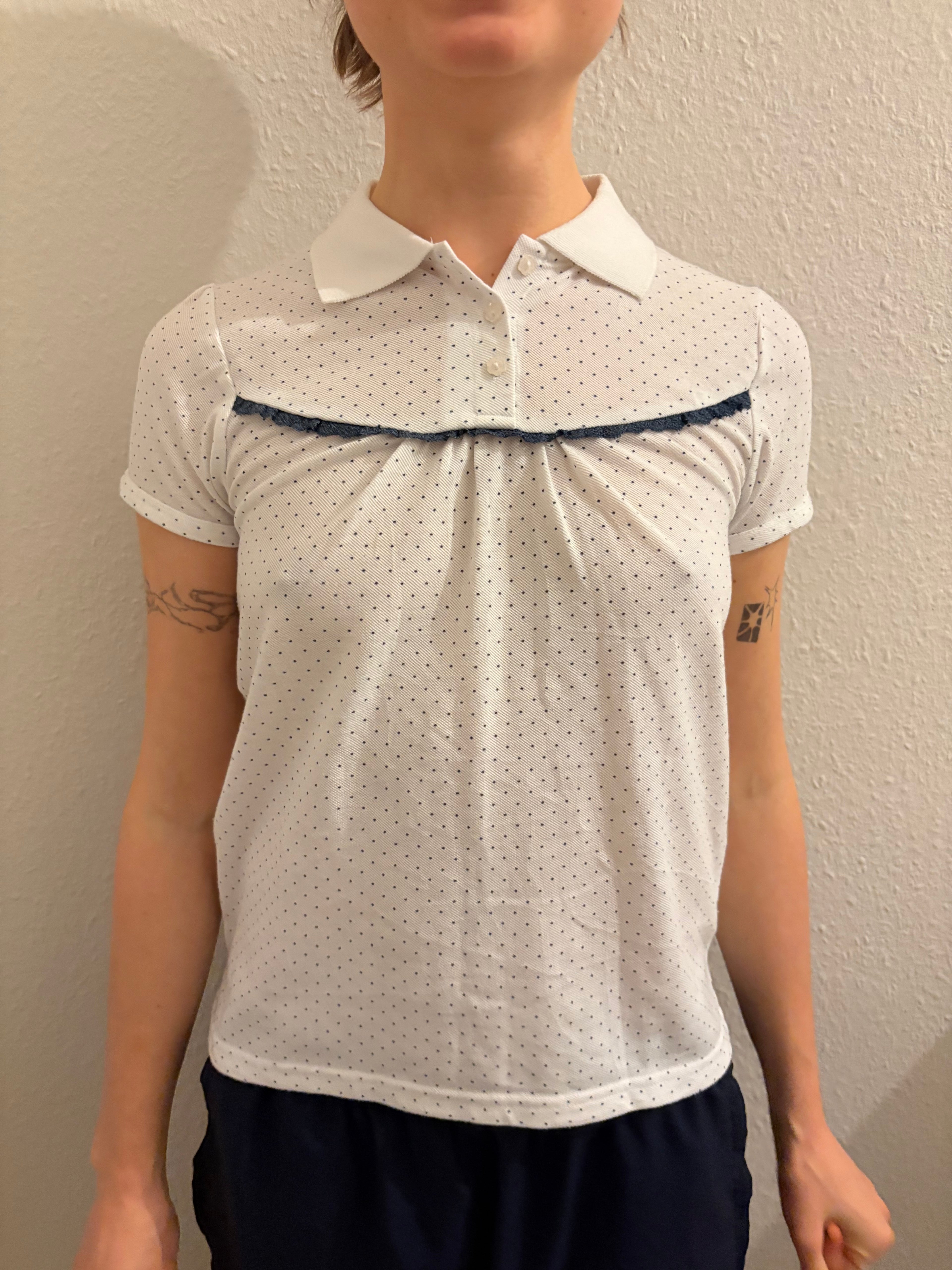 Y2K Japanese Frill Polka Dot Polo Top