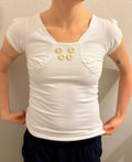 Y2K Japanese Button Detail Cut-Out Baby Tee