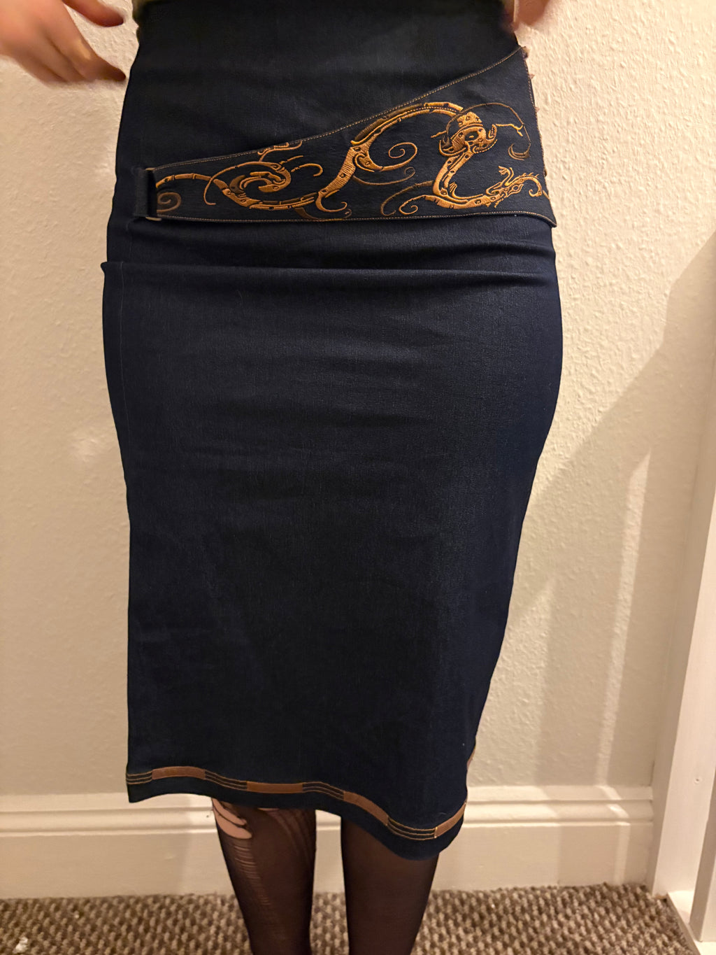Y2K Japanese Embroidered Midi Skirt