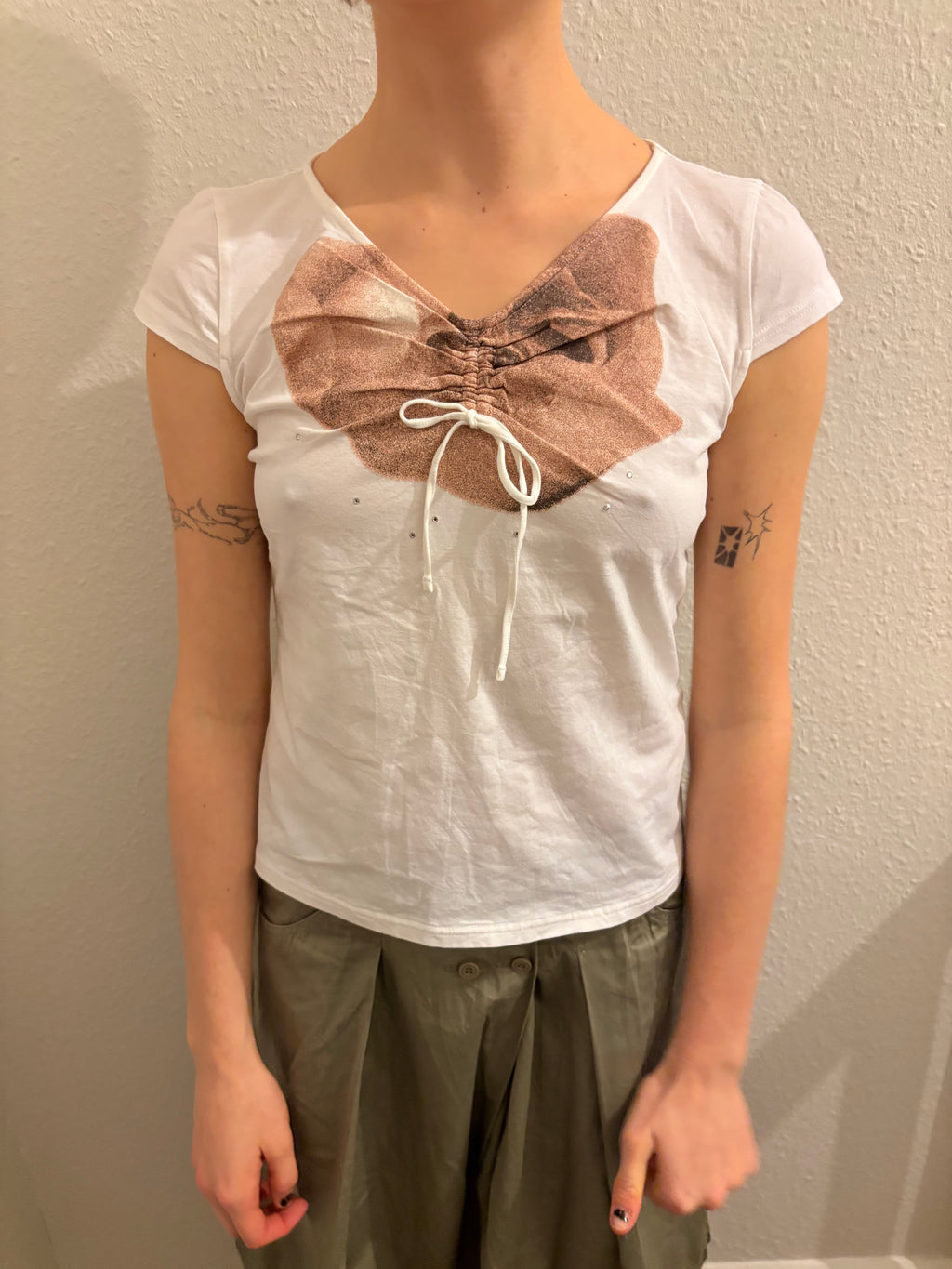 Y2K Abstract Rhinestone Baby Tee
