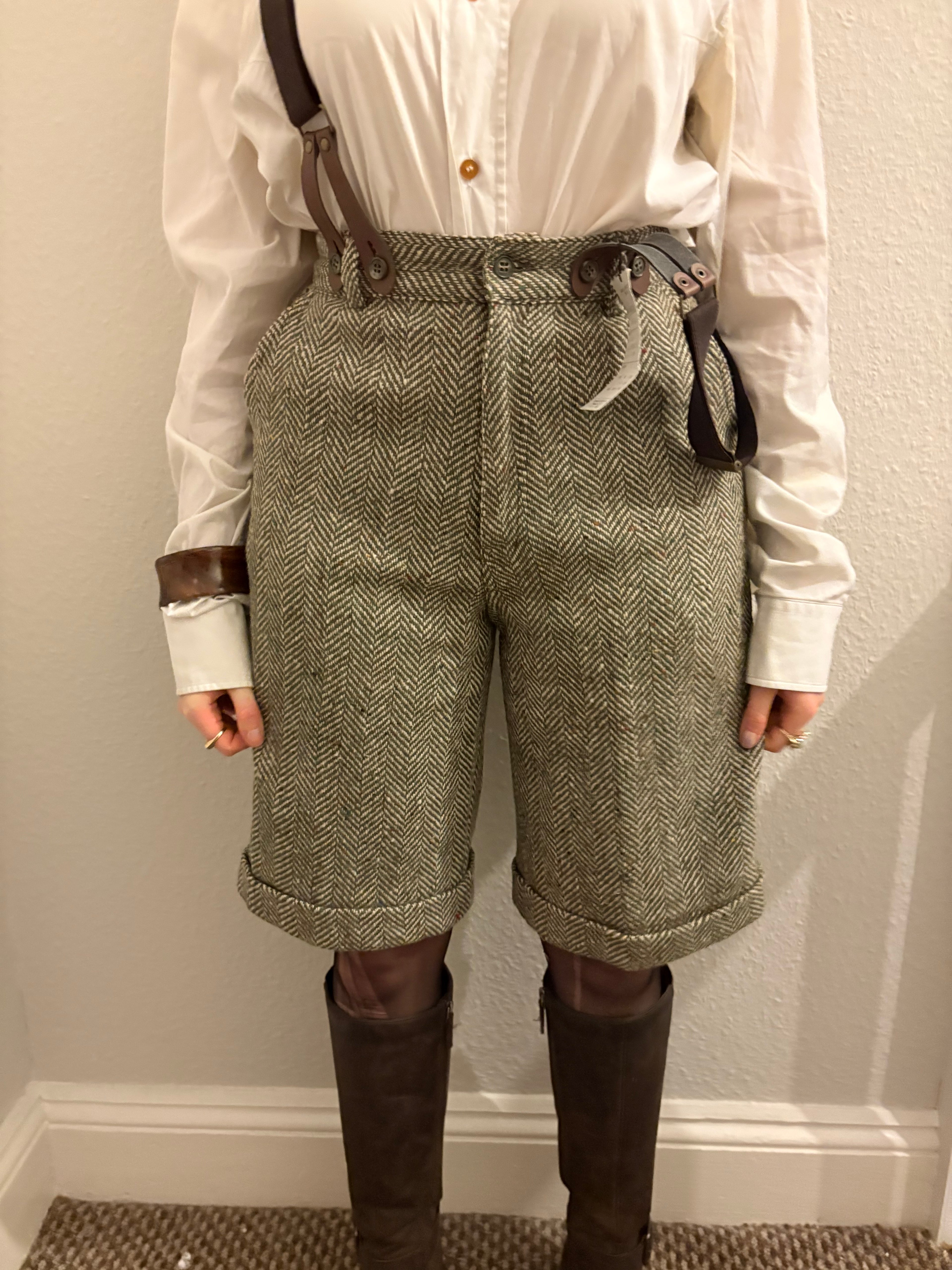 Japanese Vintage Long Suspender Shorts