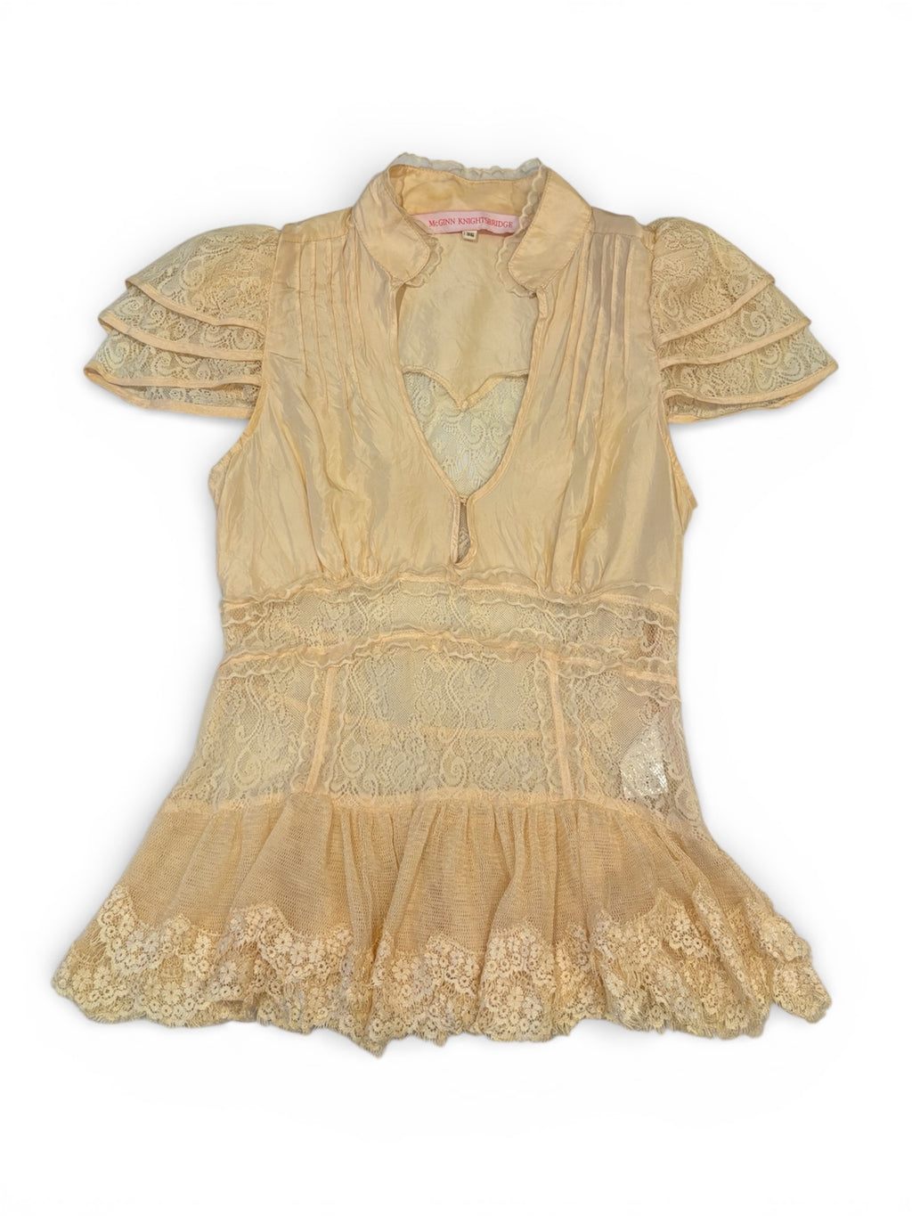 Vintage Layered Semi-Sheer 100% Silk Blouse