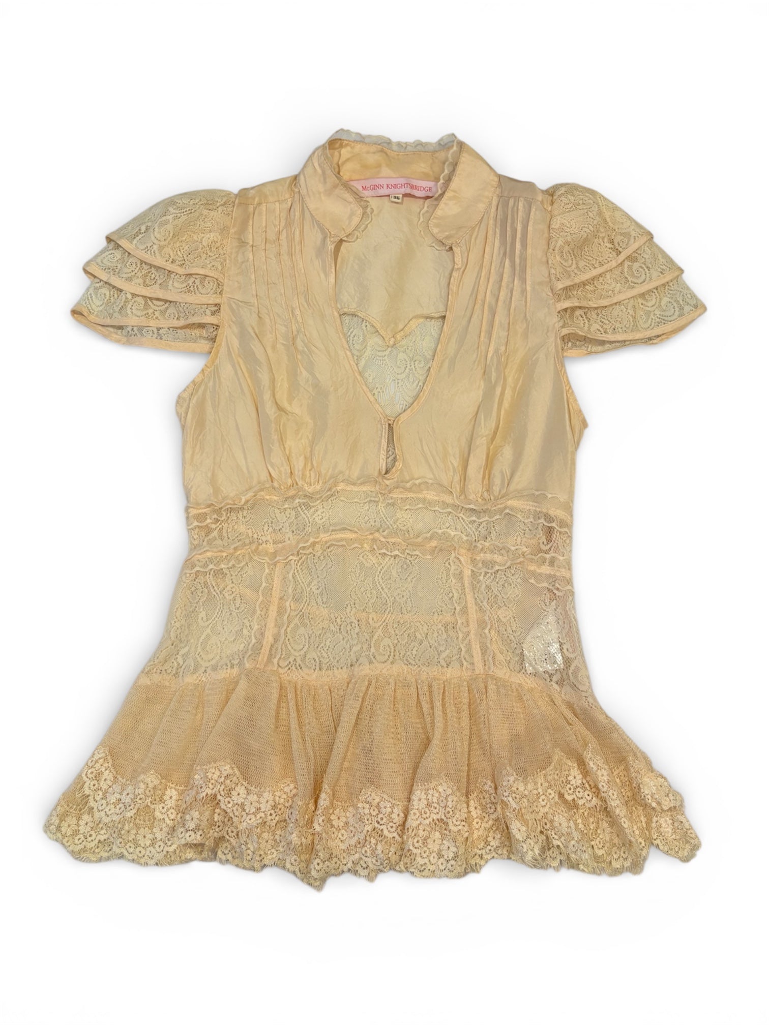 Vintage Layered Semi-Sheer 100% Silk Blouse