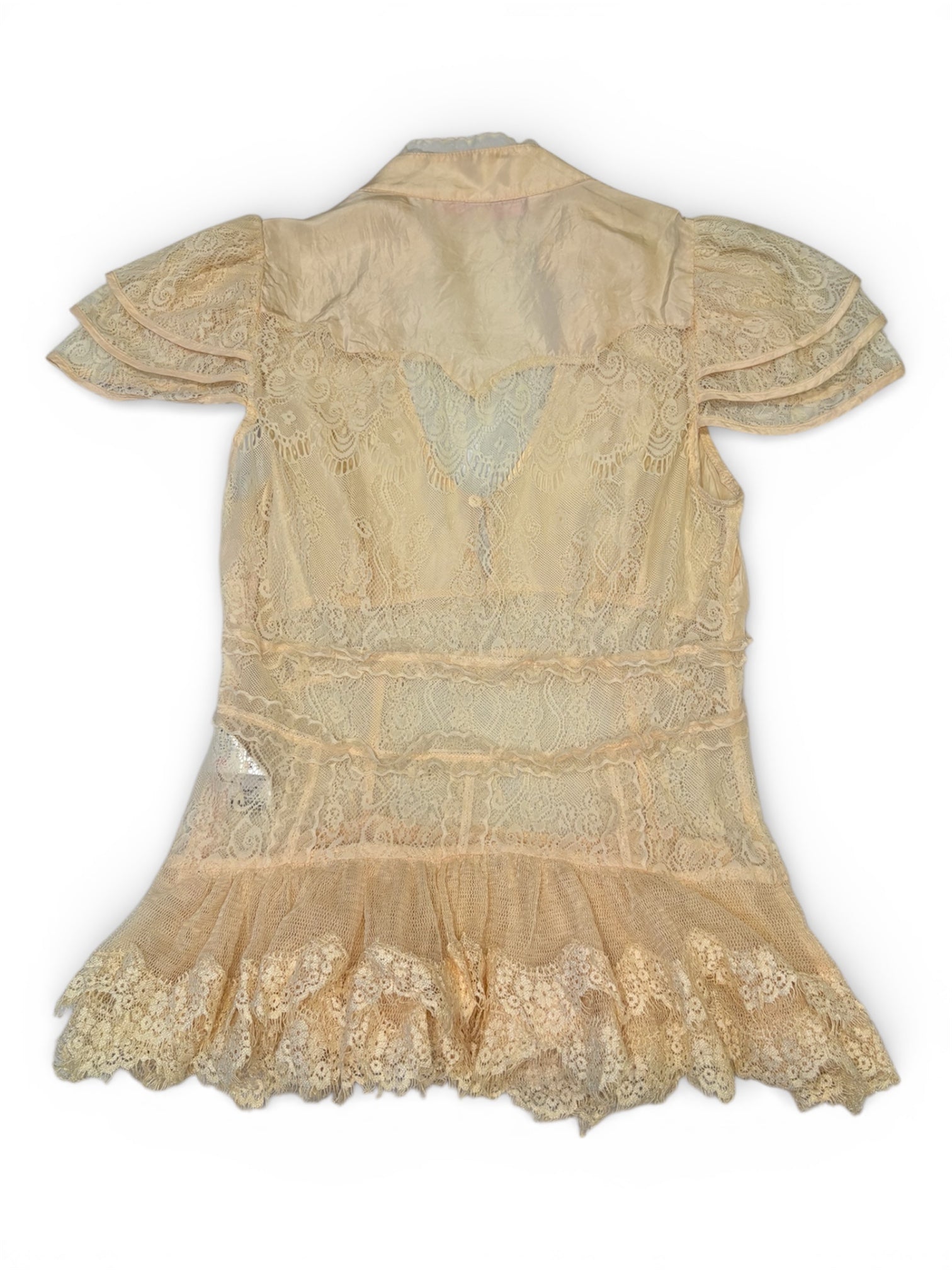 Vintage Layered Semi-Sheer 100% Silk Blouse