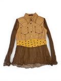 Y2K Studded Patchwork Long-sleeve Blouse