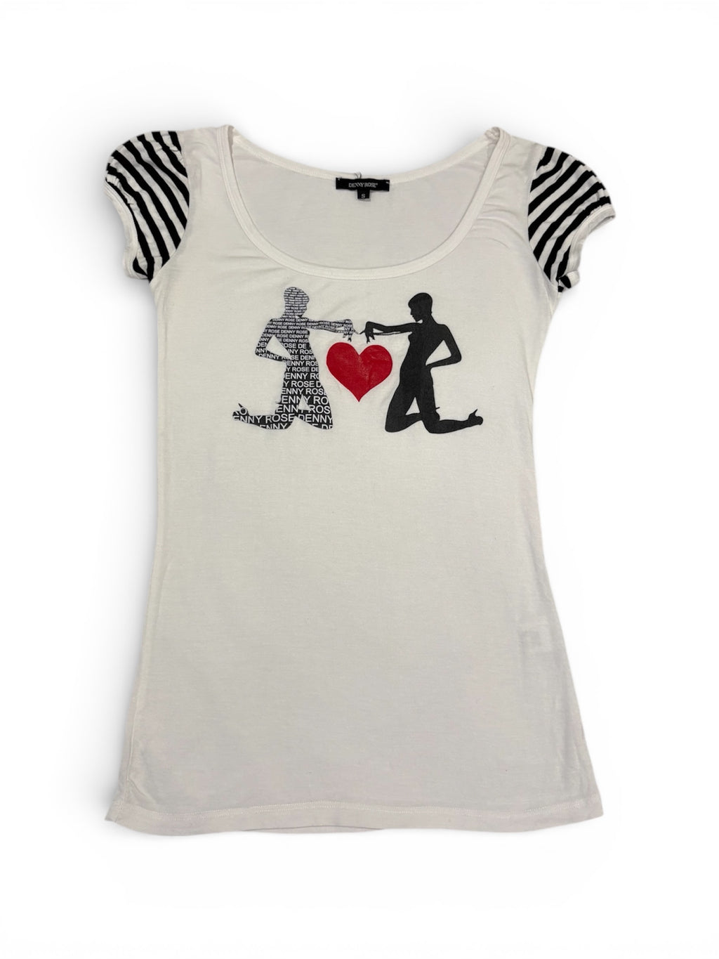 Y2K Denny Rose Graphic Capped Sleeve Baby Tee