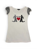 Y2K Denny Rose Graphic Capped Sleeve Baby Tee
