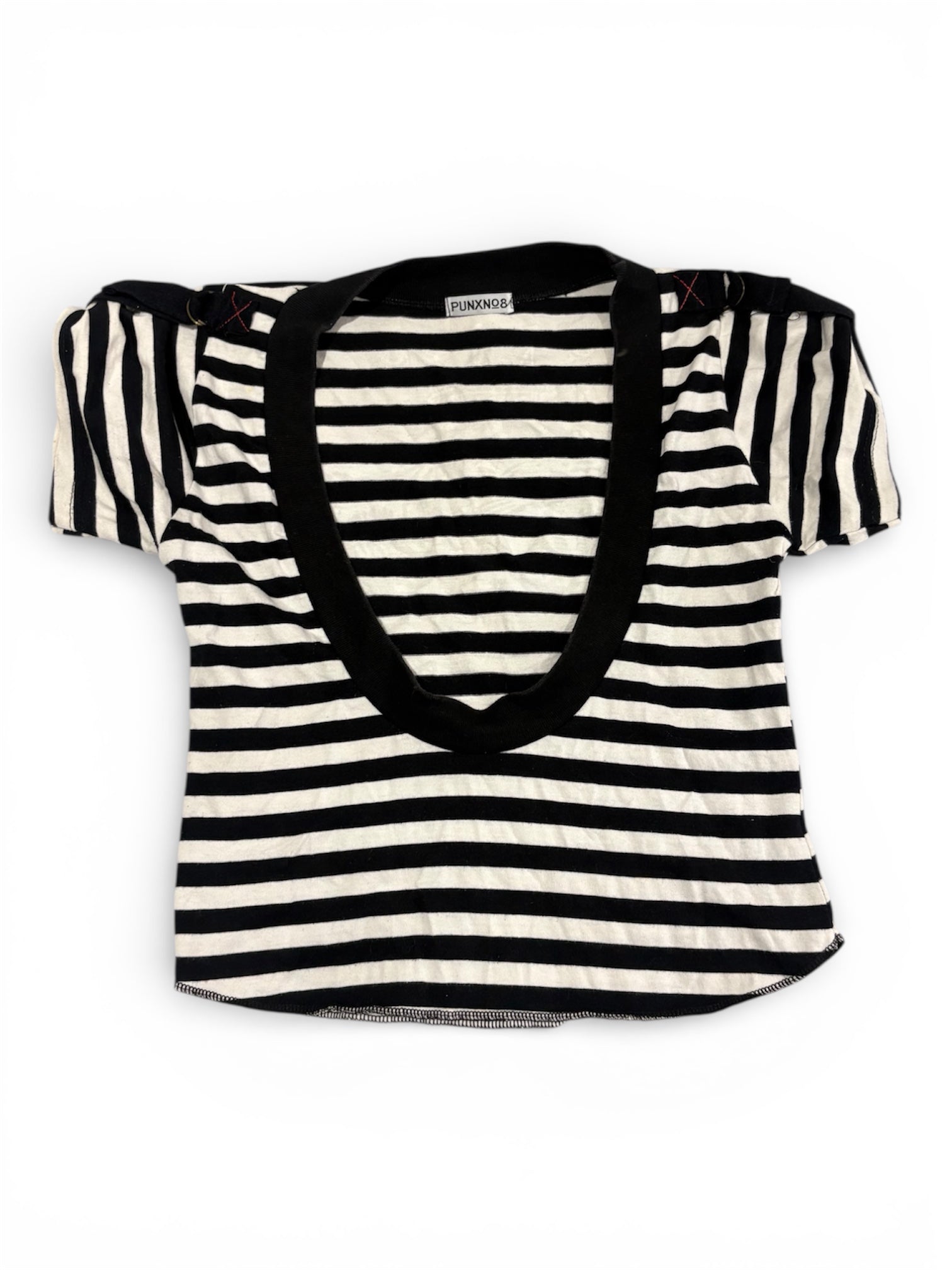 Y2K Japanese Striped Scoop Neck Top